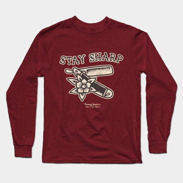 Stay Sharp Long Sleeve T-Shirt by BeardyGraphics